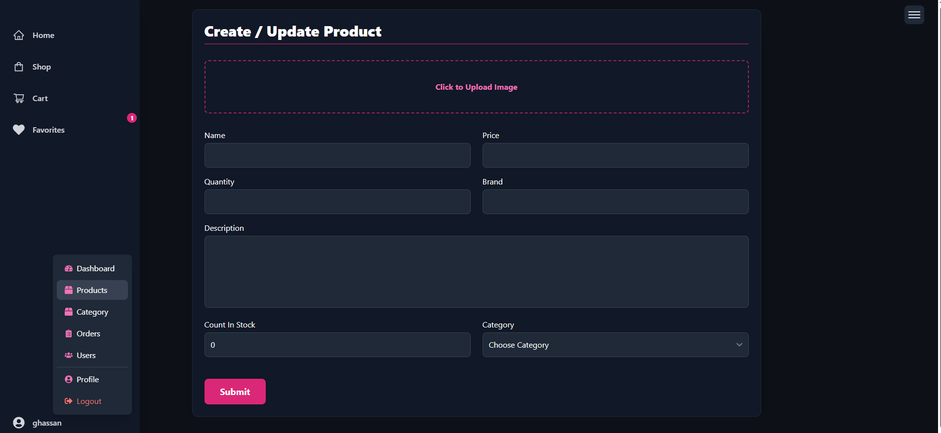 Admin Portal - Product Management