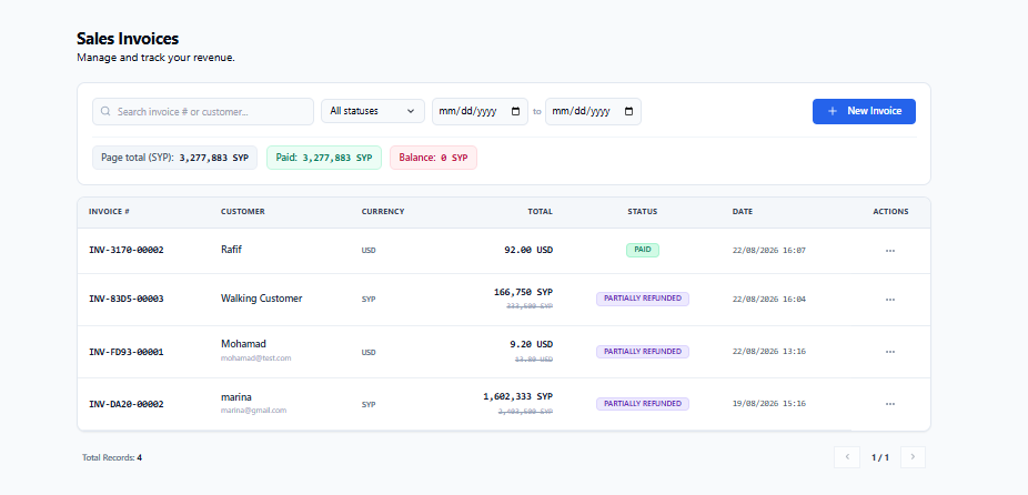Sales Invoices Directory & Real-Time Revenue Aggregation